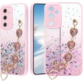thumbnail image 1 of for Samsung Galaxy A54 5G Case Clear Glitter Silicone Soft, Shockproof Phone Case Samsung A54 5G Case with Chain Strap Bracelet for Women Aesthetic Thin Cover Pink Cute (Pink), 1 of 14
