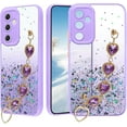 thumbnail image 1 of for Samsung Galaxy A54 5G Case Clear Glitter Silicone Soft, Shockproof Phone Case Samsung A54 5G Case with Chain Strap Bracelet for Women Aesthetic Thin Cover Pink Cute (Purple), 1 of 7