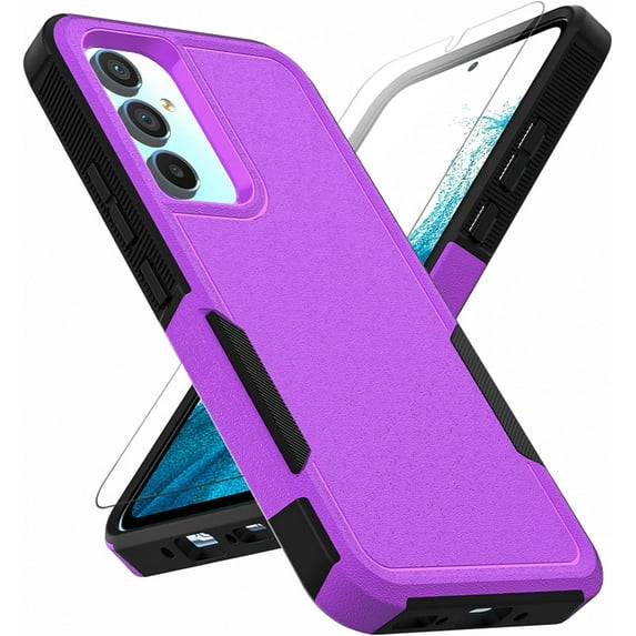 for Samsung Galaxy A54 5G Case: Dual Layer Protective Heavy Duty Cell Phone Cover Shockproof Rugged with Screen Protector - Military Protection Bumper Tough - Samsung Galaxy A54 2023, 6.4inch, Purple