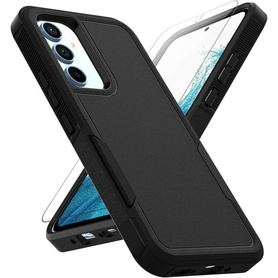 for Samsung Galaxy A54 5G Case: Dual Layer Protective Heavy Duty Cell Phone Cover Shockproof Rugged with Screen Protector - Protection Bumper Tough - Samsung Galaxy A54 2023, 6.4inch, Black