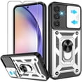 thumbnail image 1 of for Samsung Galaxy A54 5G Case with HD Screen Protector, Heavy Duty Shockproof with 360° Rotation Metal Kickstand [Military Grade] Protective Case for Samsung A54 5G, Silver, 1 of 14