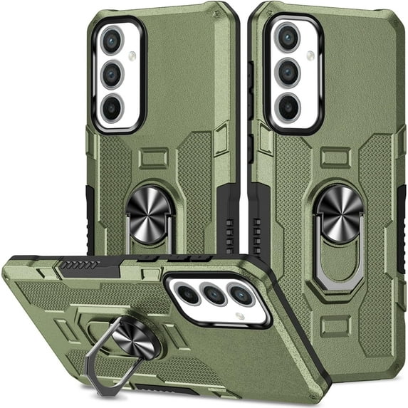 for Samsung Galaxy A54 5G Case with Metal Ring Kickstand for Women & Men, Heavy-Duty Protection Shockproof Bumper Cover Case for Samsung Galaxy A54 5G TY Green