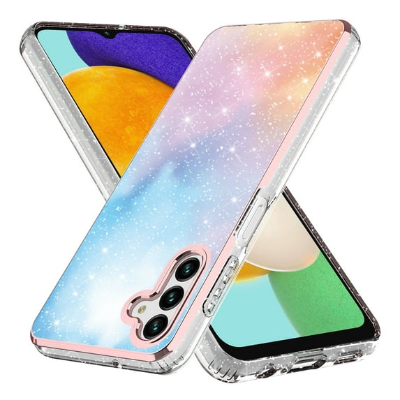 Samsung Galaxy A54 5G Case, Rosebono Bling Glitter Sparkle Laser Blue Pink Ultra Transparent Skin Cover Shockproof Case for Samsung Galaxy A54 5G