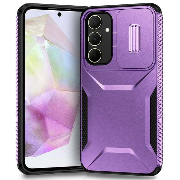 for Samsung Galaxy A54 5G Case with Sliding Camera Lens Cover, [Military Grade Drop Protection] Rugged Heavy Duty Shockproof Protective Phone Case for Galaxy A54 5G Non-Slip Design Cover, Purple