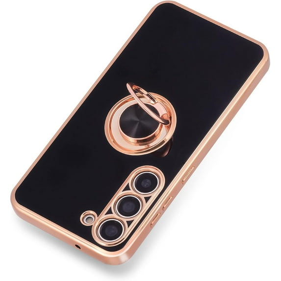 for Samsung Galaxy A54 5G Case,Slim Electroplated Protective Samsung A54 5G Phone Case with Rotating Stand, Shockproof Camera Protection Phone Case for Samsung A54 5G, Black