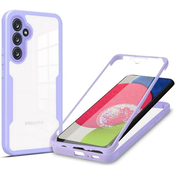 for Samsung Galaxy A54 5G Clear Case with Screen Protector, Slim Shockproof Soft TPU Bumper Full Body Protection Phone Cover Case for Samsung Galaxy A54 5G QC Purple