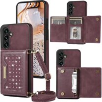 for Samsung Galaxy A54 5G Crossbody Wallet Case for Women, Bling Glitter PU Leather Phone Case with RFID Blocking Card Holder Cover for Samsung Galaxy A54 5G SZ Red