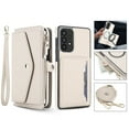 thumbnail image 1 of For Samsung Galaxy A54 5G Crossbody Wallet Phone Case,Magnetic Detachable Flip,With Shoulder Strap&Wrist Strap,Zipper Pocket,Card&Cash Slots,PU Leather Shockproof Rugged Phone Case,White, 1 of 9