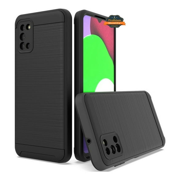 For Samsung Galaxy A54 5G Slim Rugged TPU + Hard PC Brushed Metal Texture Hybrid Dual Layer Armor Shock Absorbing Phone Case Cover by Xpression - Black