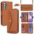 thumbnail image 1 of for Samsung Galaxy A54 5G Wallet Case with Crossbody Lanyard Strap,Samsung A54 Flip PU Leather Phone Case Purse Cover for Women Men with 9 Card Holder Slots,Cash Coin Pocket 6.4 inch,Brown, 1 of 7