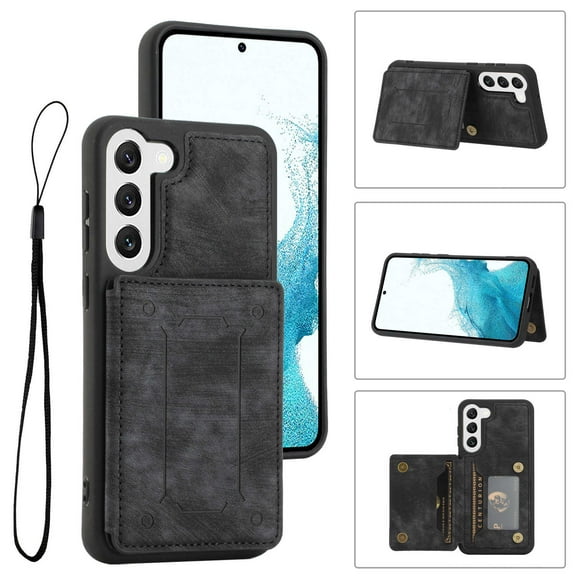 for Samsung Galaxy A54 5G Wallet Case, PU Leather Magnetic Flip Strap Wrist Phone Cover with RFID Blocking Card Holder  with Stand Function for Samsung Galaxy A54 5G - Black