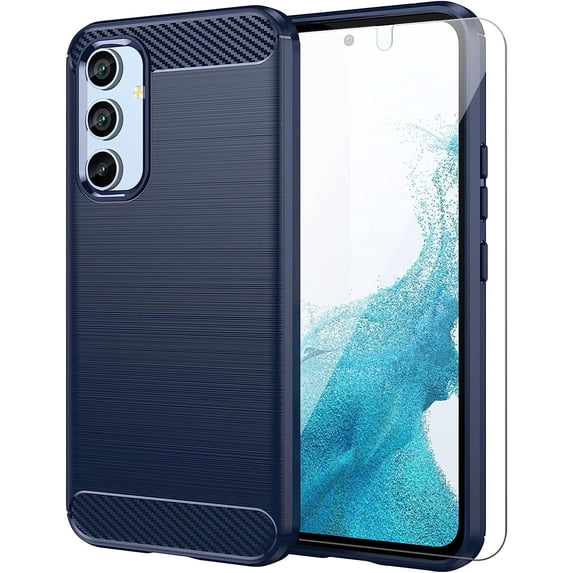 for Samsung Galaxy A54 5G case, Galaxy A54 Phone case with HD Screen Protector, Fashion Shock-Absorption Flexible TPU Bumper Soft Rubber Protective Phone Case Cove for Samsung Galaxy A54 5G, Navy Blue