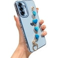 thumbnail image 1 of for Samsung Galaxy A54 5g 6.6" Phone Case with Cute Love Heart Bracelet Strap Luxury Plating Cute Side Hearts Cover with Hand Chain for Women Camera Protection Soft Shockproof Bumper (Blue), 1 of 9