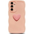 thumbnail image 1 of for Samsung Galaxy A54 Case 6.4", Cute Kawaii 3D Love Heart Solid Color Curly Wavy Camera Lens Cover Shockproof Soft Silicone Phone Cover for Women (Pink), 1 of 12