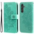thumbnail image 1 of For Samsung Galaxy A55 5G 6.6" Seven Petal Flower Embossed Strong Magnetic Attachment/Closure, Card Slots/Pocket, PU Leather Flip Wallet Case With Hanging Rope,Green,For Galaxy A55 (5G), 1 of 8