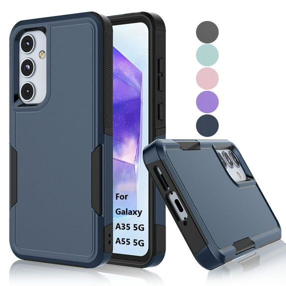 Samsung Galaxy A55 5G Case ,Sturdy Phone Case for Galaxy A55 2024 5G 6.6 inch ,Tekcoo Shockproof Protection Heavy Duty Armor Hard Plastic & Rubber Rugged Bumper 2-in-1 Case Cover -Dark Blue