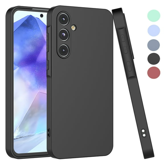 For Samsung Galaxy A55 5G Phone Case, Ebizware Shockproof Liquid Silicone Case Full-Body Protective Rugged Rubber Slim Cover with Microfiber Lining for Galaxy A55 5G (Black)