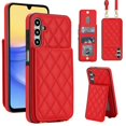 thumbnail image 1 of For Samsung Galaxy A55 5G RFID Blocking Protective Purse Wallet Case Magnetic Flip Cover Multi-Card Slots Pocket With Detachable Shoulder Strap,Red,For Galaxy A55 (5G), 1 of 7