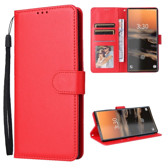 for Samsung Galaxy A55 PU Leather Case | Wallet Phone Case with Card Holder | Flip Folio Case/Cover with Stand | Compatible with Samsung Galaxy A55,Red