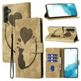 thumbnail image 1 of for Samsung Galaxy A55 Phone Case Wallet Flip Cases,Cute Cat & Heart Patterned,Retro PU Leather Kickstand,Card Holder,Wrist Strap,Magnetic Closure,Shockproof Cover For Samsung Galaxy A55, Beige, 1 of 11
