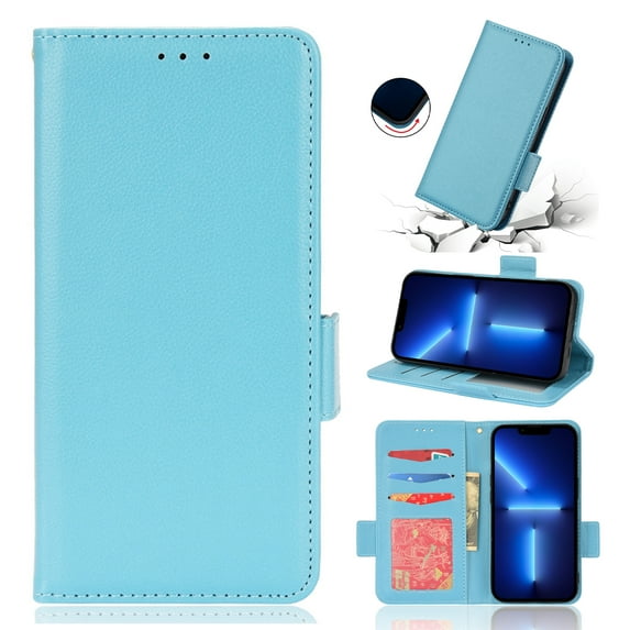 for Samsung Galaxy A55 Wallet Case with RFID Blocking Credit Card Holder, Lichee Patterned Luxury PU Leather Folio Flip Kickstand Protective Shockproof Cover Women Men Phone Case,Cyanblue