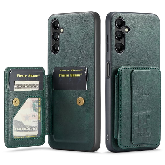 for Samsung Galaxy A55 Wallet Case with RFID Blocking Credit Card Holder, PU Leather Folio Flip Kickstand Handle Wrist Strap Shockproof Cover Women Men for Samsung A55 Phone Case,Green