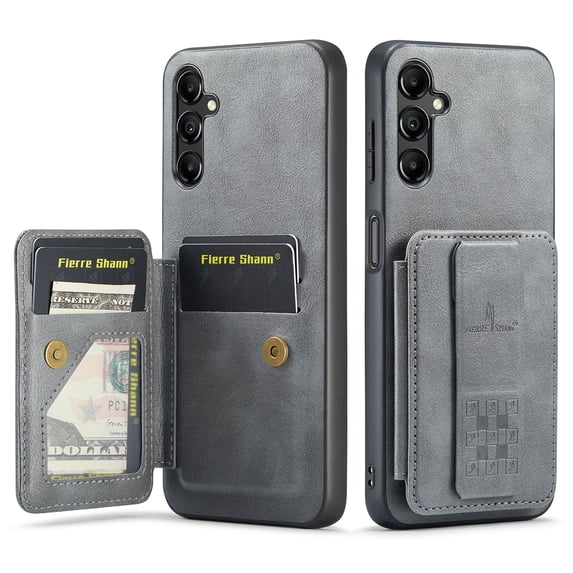 for Samsung Galaxy A55 Wallet Case with RFID Blocking Credit Card Holder, PU Leather Folio Flip Kickstand Handle Wrist Strap Shockproof Cover Women Men for Samsung A55 Phone Case,Gray