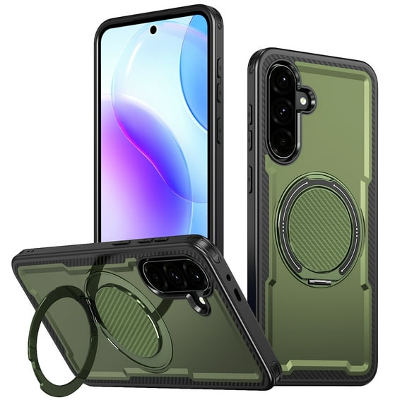 for Samsung Galaxy A56 5G Case with Kickstand [Military Grade Drop Protection] [Magnetic Compatible with Mag-Safe] Shockproof Phone Case with Secure Ring Holder for Samsung Galaxy A56 5G, Green