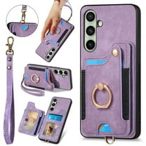 for Samsung Galaxy A56 5G Phone Case Wallet with Card Holder,PU Leather Flip Folio Case,RFID Blocking Ring Holder Kickstand Wrist Strap Magnetic Protective Women Men Cover,Purple,For Galaxy A56 5G