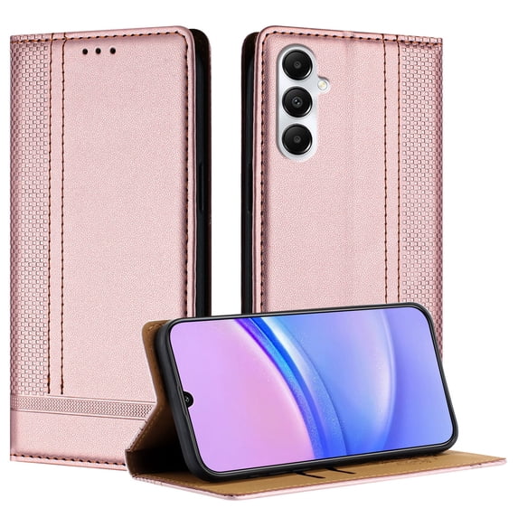 for Samsung Galaxy A56 5G Slim Case with Card Holder, Premium PU Leather Wallet Case with Flip Card Slots Kickstand & Magnetic Closure for Samsung Galaxy A56 5G, Rosegold