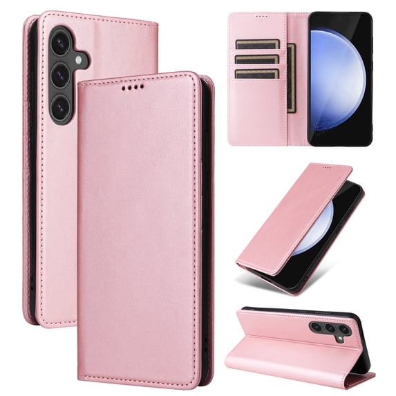 for Samsung Galaxy A56 5G Wallet Case, PU Leather + TPU, Magnetic Card Holder with Kickstand, Shockproof Full Body Protective Flip Cover, Classic Design for Galaxy A56 5G Men Women, Rosegold