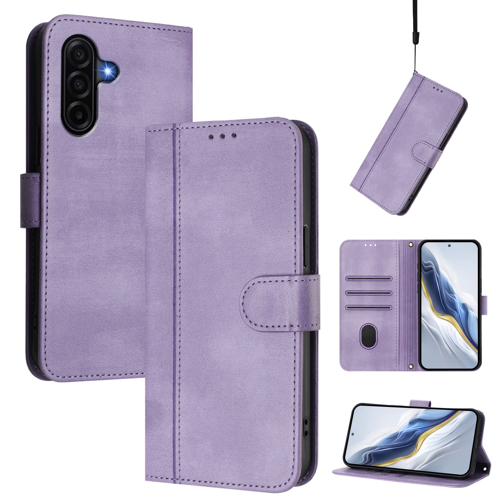 For Foxx Foxxd A56 Wallet Case With Card Holder & Detachable Crossbody  Strap - PU Leather Flip Cover (Purple) Foxxd A56 Phone Case