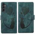 thumbnail image 1 of For Samsung Galaxy A57 5G 6.7" Cat Patterned Embossed Strong Magnetic Attachment/Closure, Card Slots/Pocket, PU Leather Flip Wallet Case ﻿,Green,For Galaxy A57 (5G), 1 of 7