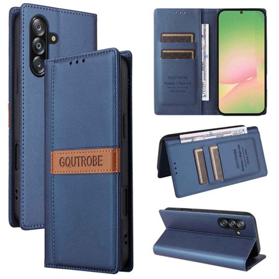 For Samsung Galaxy A57 5G 6.7inch Phone Case Wallet, RFID Blocking Magnetic Buckle Flip PU Leather With Card Holder Shockproof Phone Case,Blue,For Galaxy A57 5G