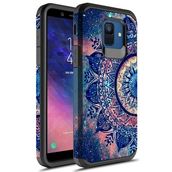 Samsung Galaxy A6 Case, Kaesar Slim Hybrid Dual Layer Shockproof Hard Cover Graphic Fashion Cute Colorful Silicone Skin Cover Armor Case for Samsung Galaxy A6 (Mandala)