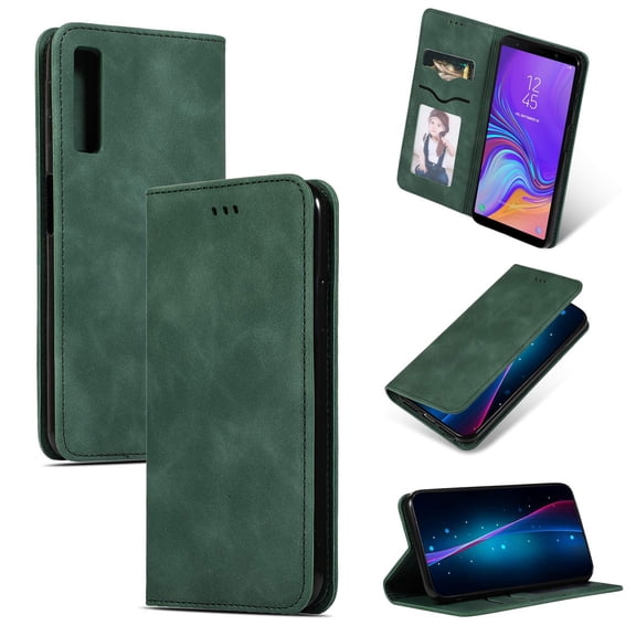 Samsung Galaxy A7 2018 Case, Dteck Smooth PU Leather Flip Folio Wallet Card Slots Case Cover Stand Feature & Magnetic Closure For Samsung Galaxy A7 2018, Green
