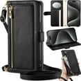 thumbnail image 1 of for Samsung Galaxy A70/A70S Cowhide Pattern Leather Phone Case Wallet Handbag with Zipper Pocket, Multi Card Holder Cash Slot, Makeup Mirror, Crossbody Shoulder Strap & Wrist Lanyard, 1 of 8