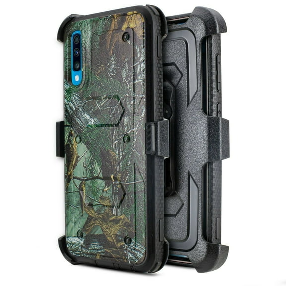 for Samsung Galaxy A70 A70S Heavy Duty Case Phone Case Dual Layer Full-Body Rugged Clear Back Case Drop Resistant Shockproof Case with Built In Screen Protector (Camo)