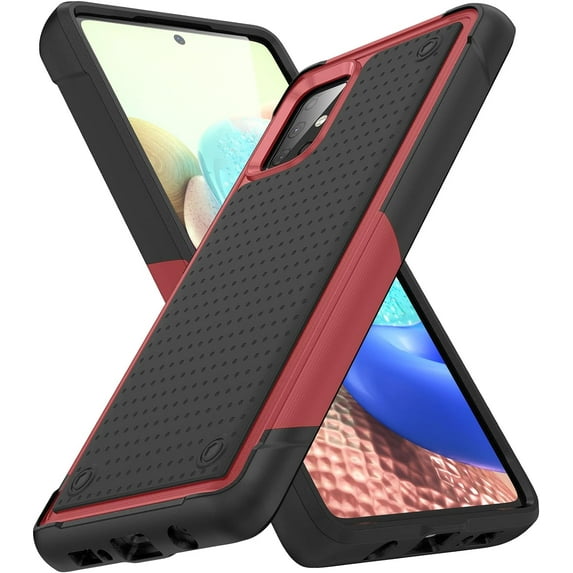 for Samsung Galaxy A71 5G Case 2 in 1 Gift Militay Grade Drop Protective Rugged Heavy Duty Cover Shockproof Case for Galaxy A71 5G Phone Case for Women Men boy Girl (Red+Black)