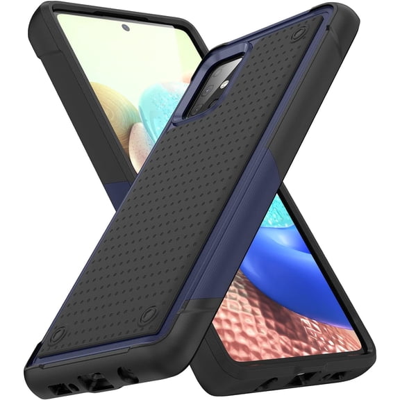 for Samsung Galaxy A71 5G Case 2 in 1 Gift Militay Grade Drop Protective Rugged Heavy Duty Cover Shockproof Case for Galaxy A71 5G Phone Case for Women Men boy Girl (Blue+Black)
