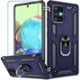 thumbnail image 1 of Samsung Galaxy A71 5G Case (Not Fit Galaxy A71 4G) with HD Screen Protector, Dual Guard Protection Series Case with Portable Magnetic Ring Stand for Samsung A71 5G (Blue Military Case), 1 of 14