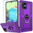 thumbnail image 1 of Samsung Galaxy A71 5G Case (Not Fit Galaxy A71 4G) with HD Screen Protector, Dual Guard Protection Series Case with Portable Magnetic Ring Stand for Samsung A71 5G (Purple Military Case), 1 of 15