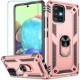 thumbnail image 1 of Samsung Galaxy A71 5G Case (Not Fit Galaxy A71 4G) with HD Screen Protector, Dual Guard Protection Series Case with Portable Magnetic Ring Stand for Samsung A71 5G (Rose Gold Military Case), 1 of 8