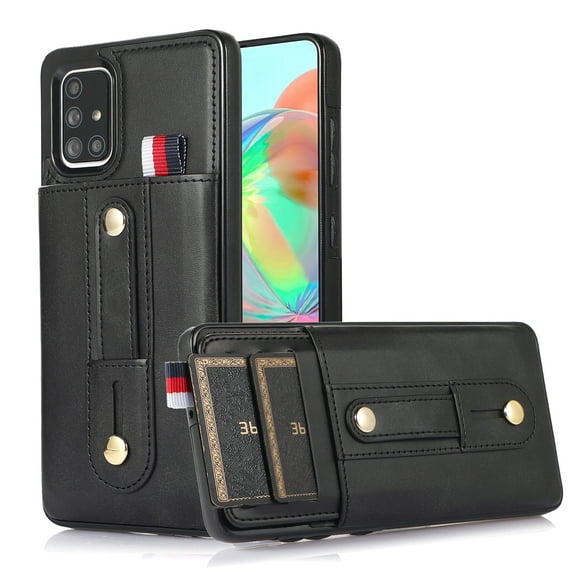 for Samsung Galaxy A71 5G Case Wallet with Slide Credit Card Holder, Flip Premium PU Leather Hidden Kickstand Classic Retro Heavy Duty Protective Cover for Samsung Galaxy A71 5G,Black