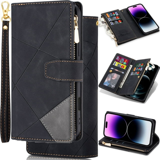for Samsung Galaxy A71 (5G) Matte Suede Leather Phone Case Wallet Handbag, Patchwork Folio Flip Cover Kickstand Zipper Pocket Pouch, 2 Layered Card Holder Slot, Magnetic Buckle, Wrist Rope