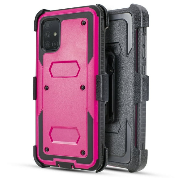 for Samsung Galaxy A71 5G (NOT FOR SAMSUNG A71) Phone Case Dual Layer Full-Body Rugged Clear Back Case Drop Resistant Shockproof Case with Built In Screen Protector (Pink)