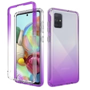 Samsung Galaxy A71 Case, KAESAR Full-Body Rugged Ultra Transparency Hybrid Protective Case With Built-in Screen Protector for Samsung Galaxy A71 Purple