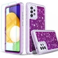 thumbnail image 1 of Samsung Galaxy A72 5G/4G Case, [Not Fit Samsung A71] with [Tempered Glass Screen Protector], Military Grade 12 Feet Drop Proof Phone Cover With Glitter Spot Diamond-Purple, 1 of 3