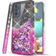 thumbnail image 1 of Samsung Galaxy A72 5G Case, [Not fit for Samsung Galaxy A32/ Galaxy A52], with [Tempered Glass Protector Included] Liquid Floating Glitter Quicksand Bling with Spot Diamond Cover -Black/Pink, 1 of 8