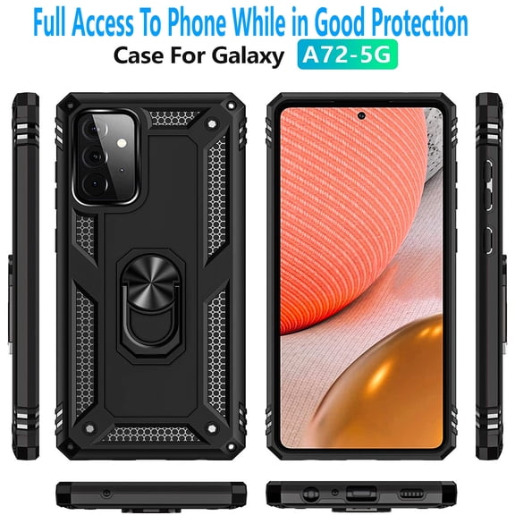 Samsung Galaxy A72 5G Case, [Not fit for Samsung Galaxy A32/ Galaxy A52], STARSHOP Drop Protection Ring Kickstand Cover- Black